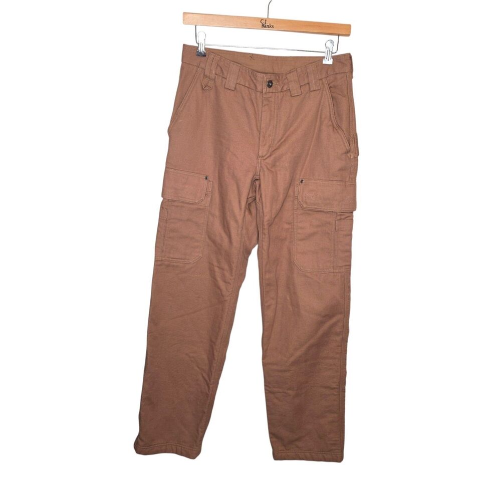 Duluth Trading Co Men's Fire Hose Fleece Lined Cargo Work Pants Brown 32x34 NWOT